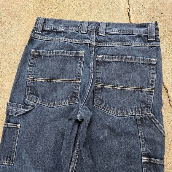 Vtg Y2k ARIZONA JEAN CO Metallic Dark Wash Carpenter Jeans Tagged 33 x 30 - Picture 4 of 7